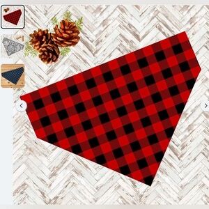 New Red Buffalo Plaid Handmade Reversible Over Collar Dog Bandana XS SM M La…